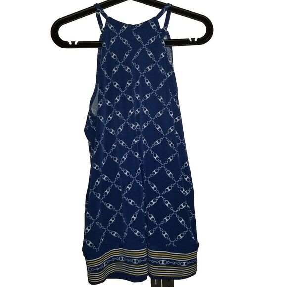 New York & Company Blouse Womens Medium Royal Blue Gold Chain Loop Sleeveless - Picture 2 of 2